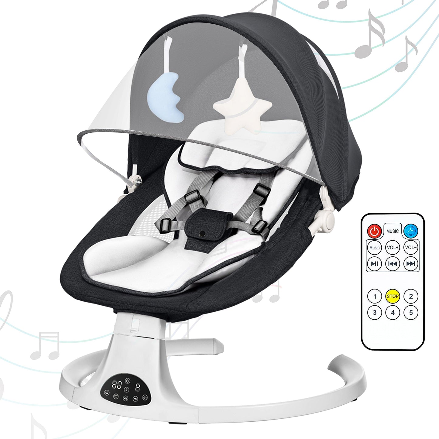 Electric Baby Swing with Bluetooth, Music, Remote – Infant Cradle