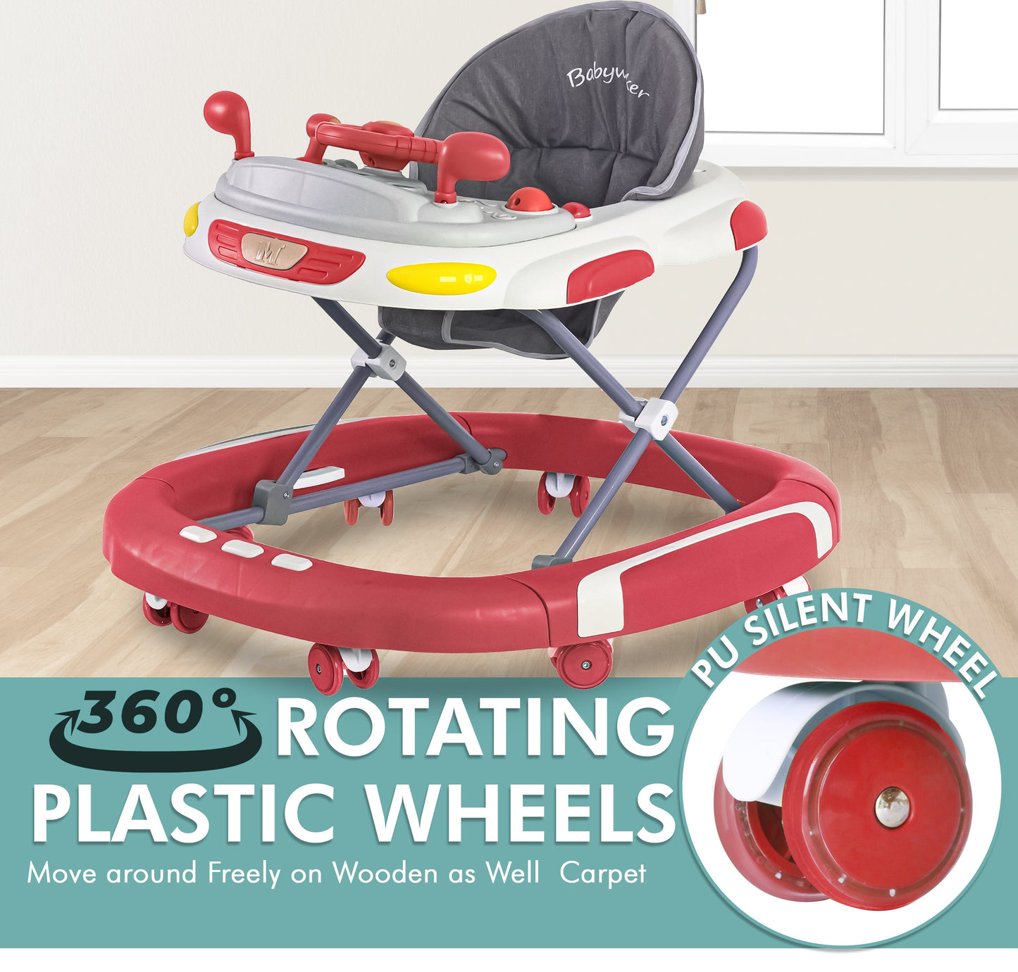 Baby Walker & Rocker Bouncer with Music Activity Tray