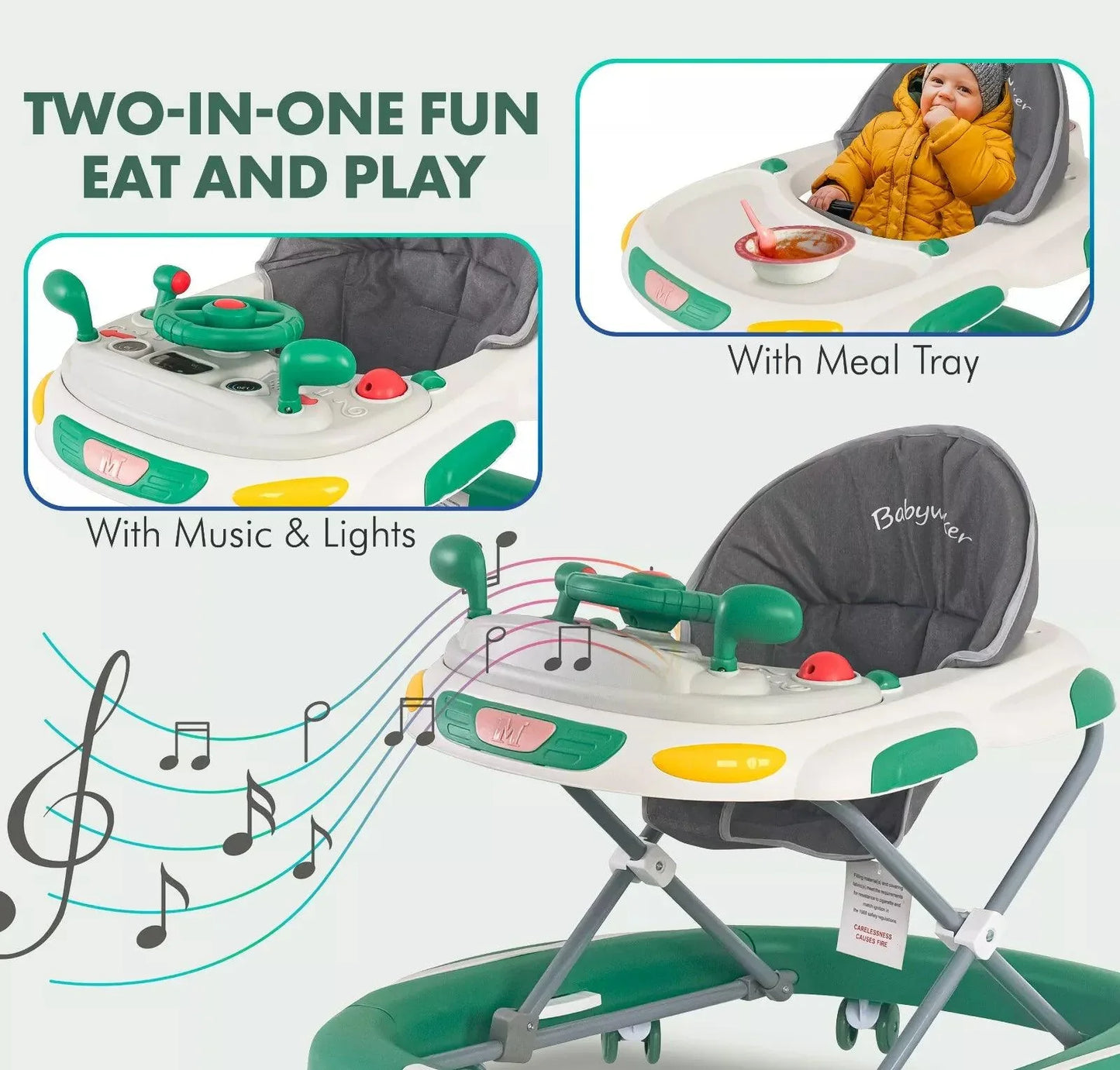 Baby Walker & Rocker Bouncer with Music Activity Tray
