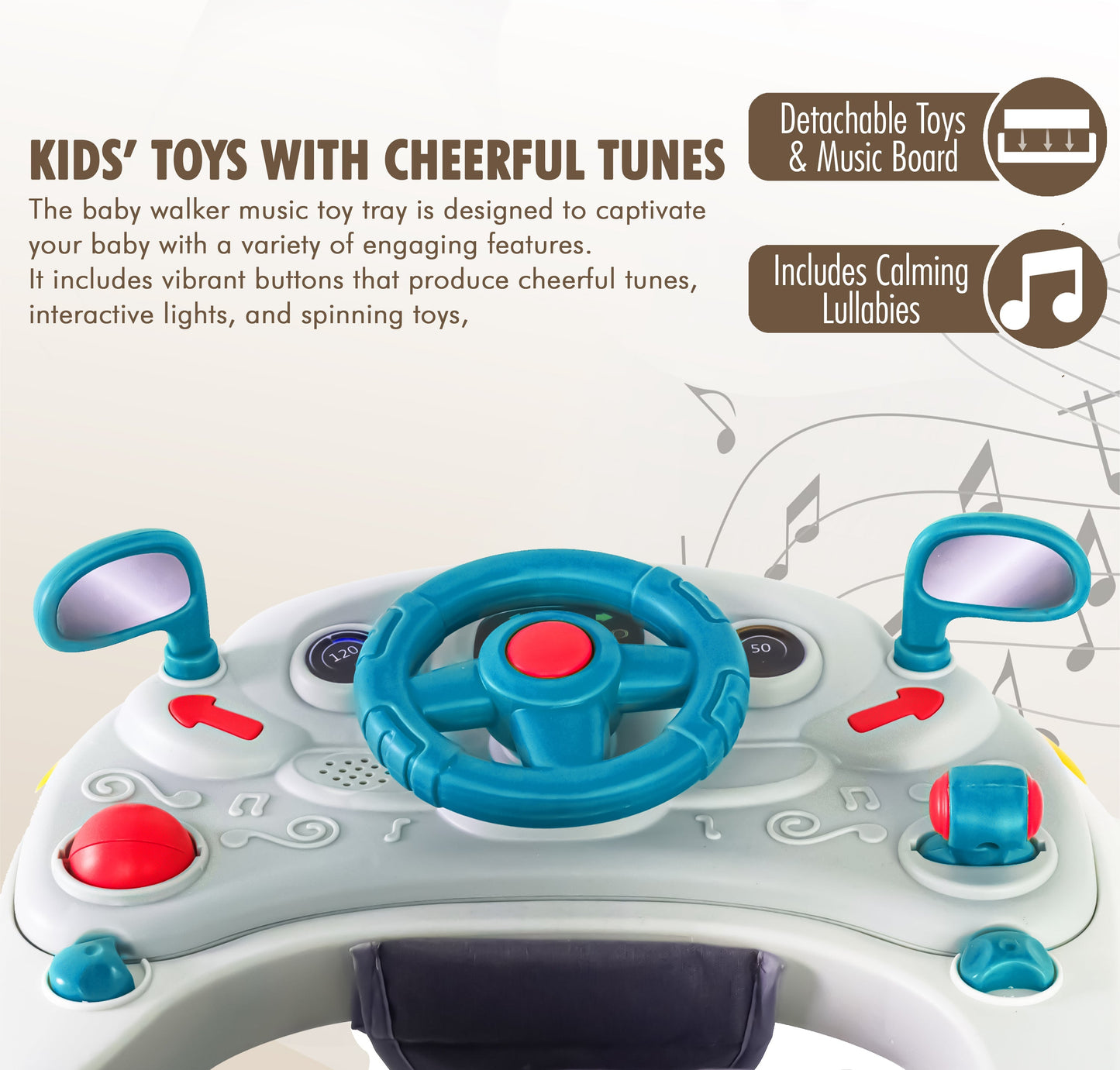 Baby Walker & Rocker Bouncer with Music Activity Tray