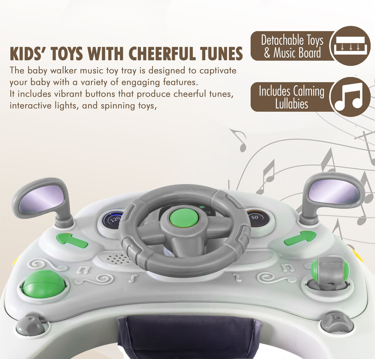 Baby Walker & Rocker Bouncer with Music Activity Tray