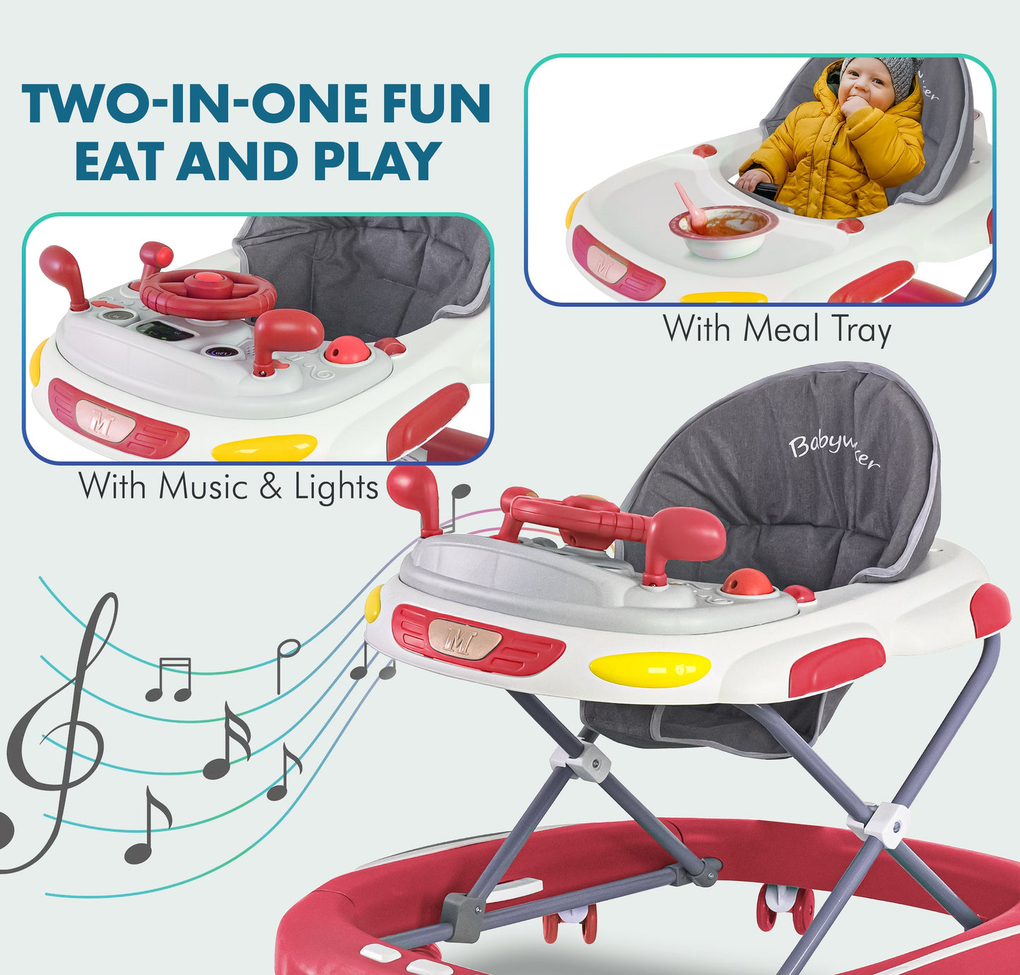 Baby Walker & Rocker Bouncer with Music Activity Tray
