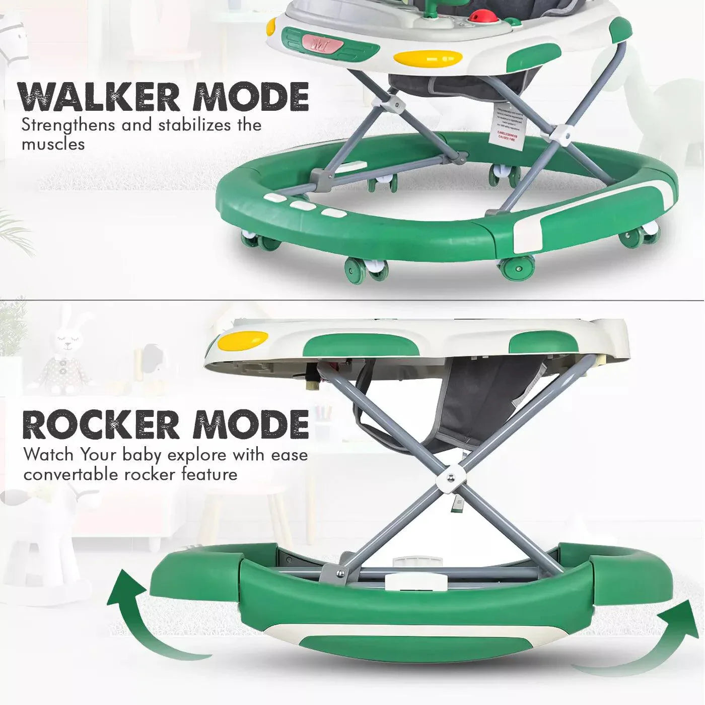 Baby Walker & Rocker Bouncer with Music Activity Tray
