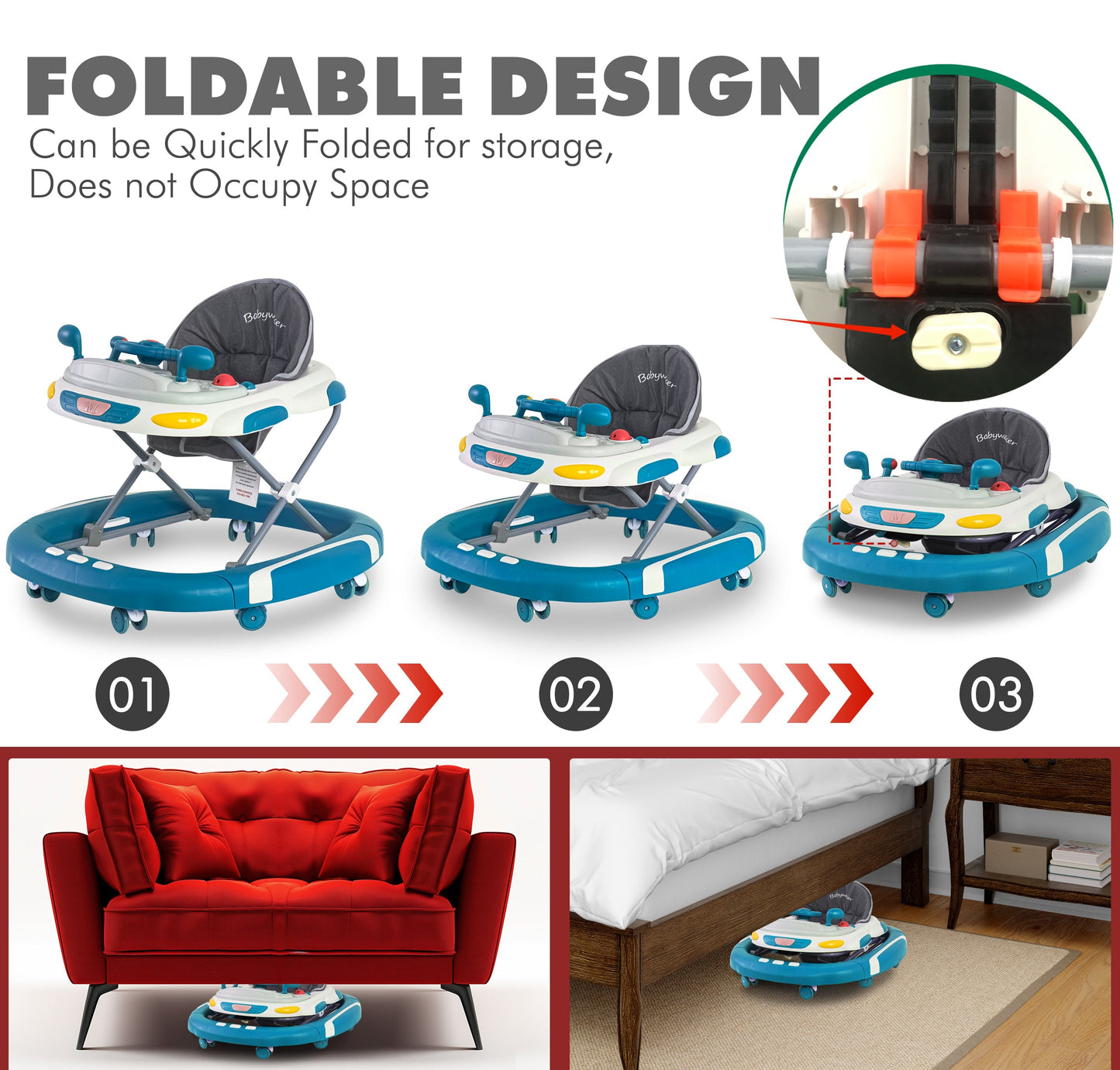 Baby Walker & Rocker Bouncer with Music Activity Tray