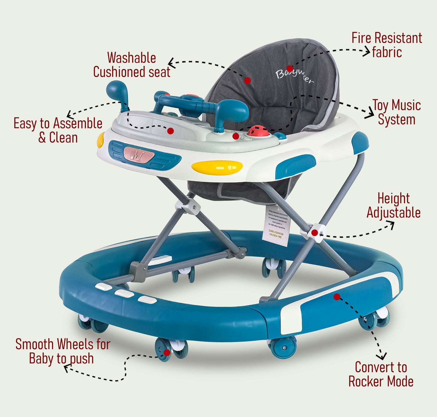 Baby Walker & Rocker Bouncer with Music Activity Tray