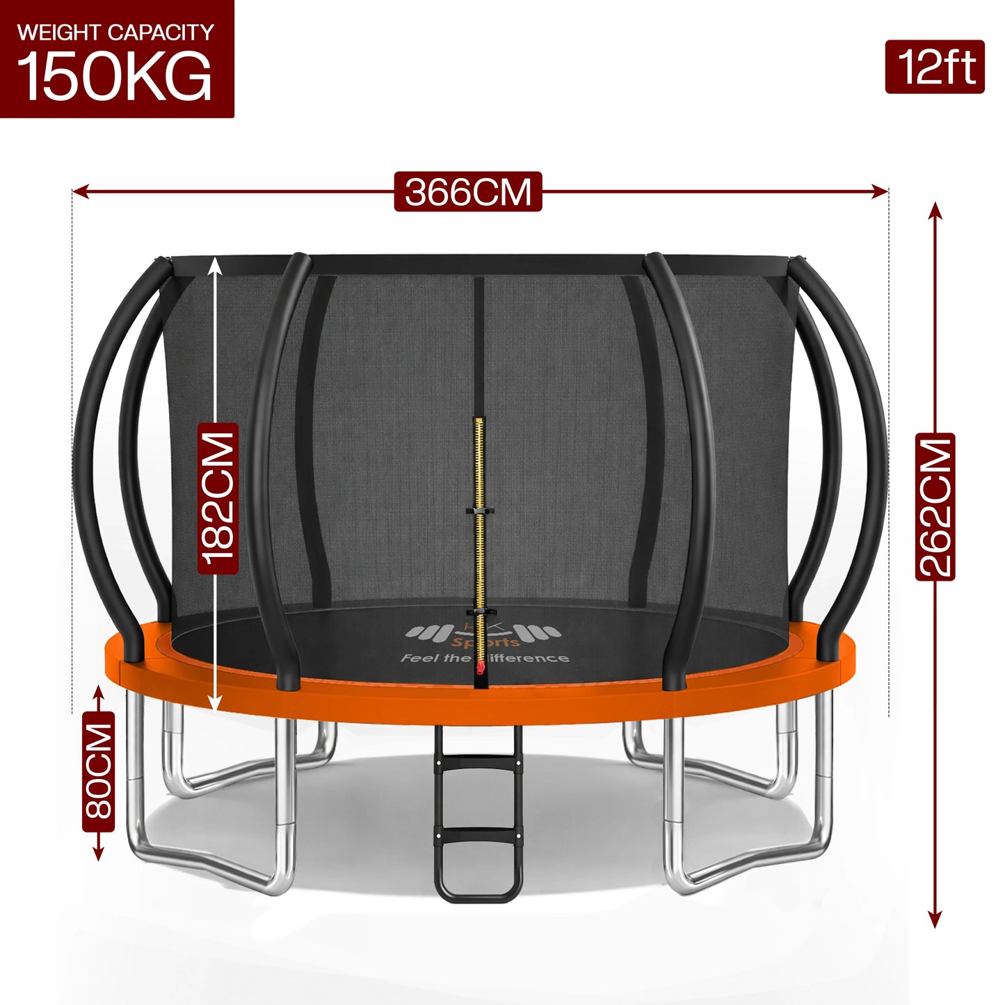 Outdoor Trampoline 6FT/8FT/10FT/12FT - Rebounder Trampoline for Toddlers, Kids & Adults with Safety Enclosure Net, Anti-tear, UV-Proof Pad, Exercise & Fitness