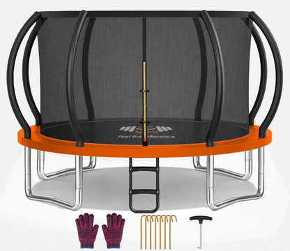 Outdoor Trampoline 6FT/8FT/10FT/12FT - Rebounder Trampoline for Toddlers, Kids & Adults with Safety Enclosure Net, Anti-tear, UV-Proof Pad, Exercise & Fitness
